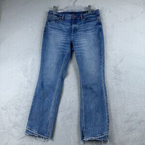 J. Jill Demi Bootcut Jeans Size 8 Frayed Hem Womens Mid Rise Light Wash Blue